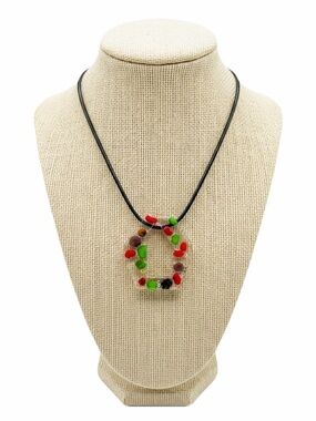 NERDS CANDY Filled Epoxy New Handmade Leather & Sterling Silver Necklace